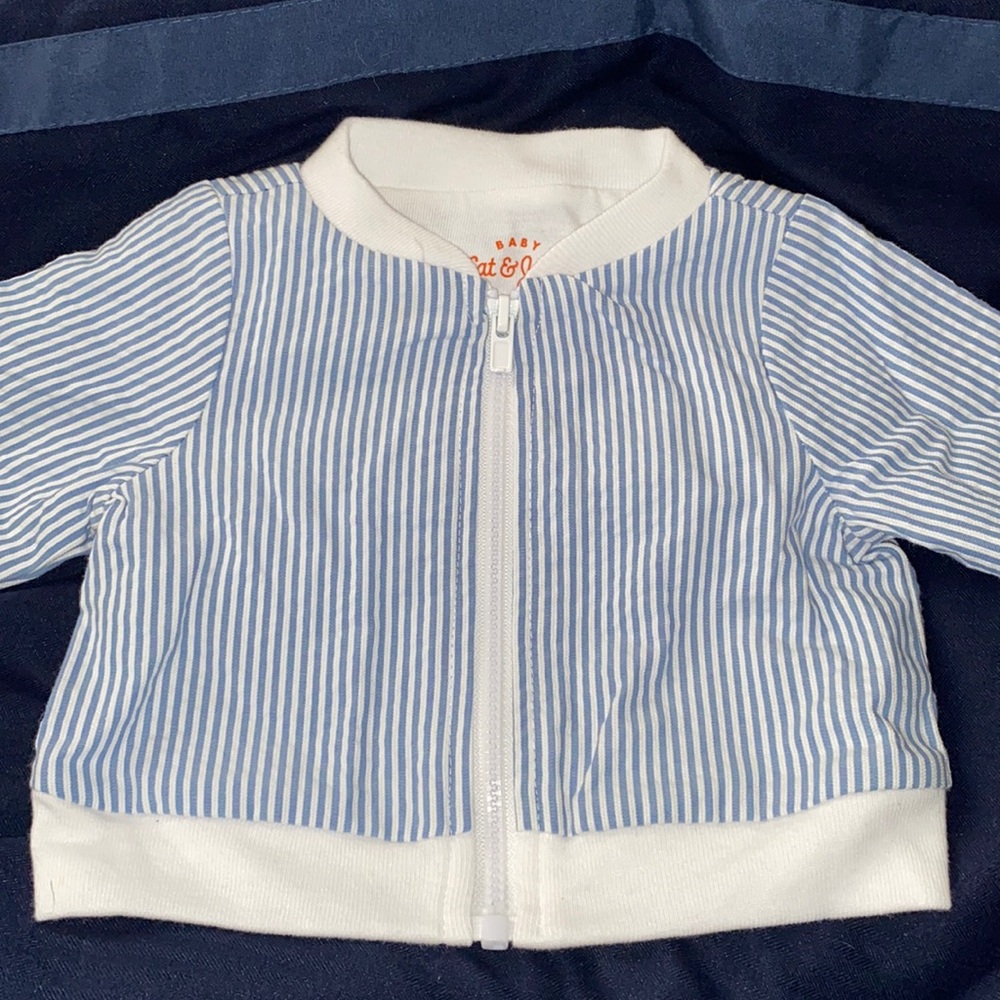 Baby gender neutral baby blue striped jacket nb size